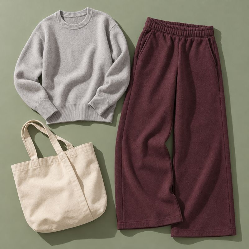 Crewneck, trousers and tote